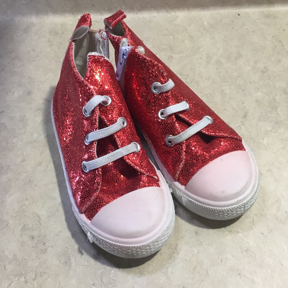 Red sparkly high tops
